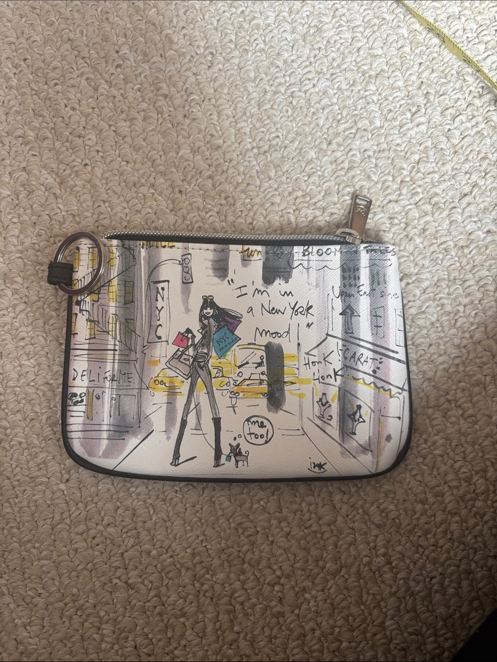 White Illustrated NYC Zip Clutch Wristlet - Unbranded